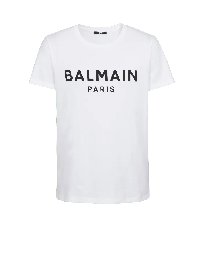 Balmain Printed Paris Shortsleeved Tshirt White Men TShirts