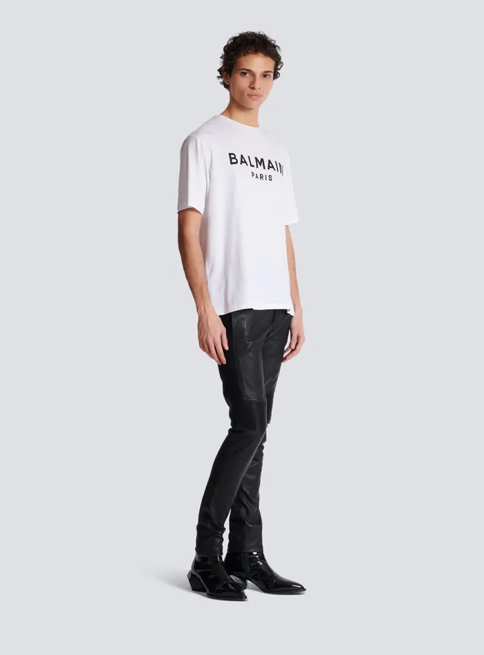 Balmain Printed Paris Shortsleeved Tshirt White Men TShirts