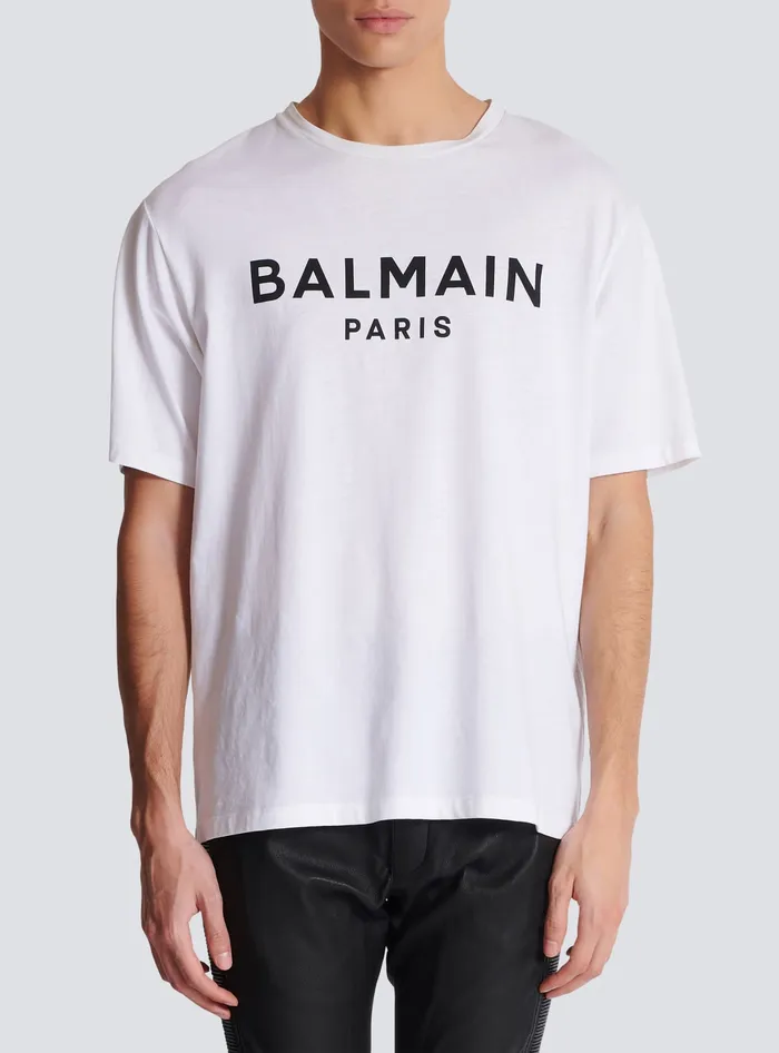 Balmain Printed Paris Shortsleeved Tshirt White Men TShirts
