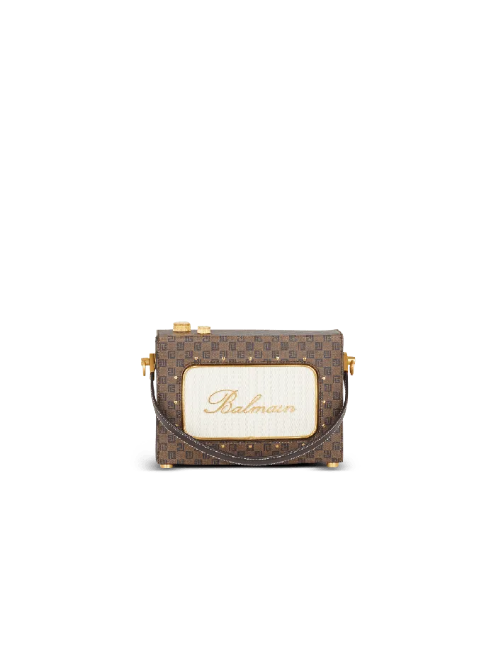 Balmain Radio Monogram Signature Bag Brown Women Handbags