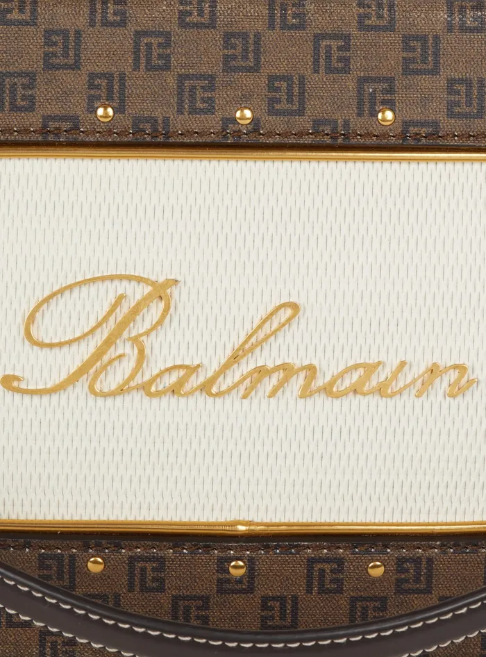 Balmain Radio Monogram Signature Bag Brown Women Handbags