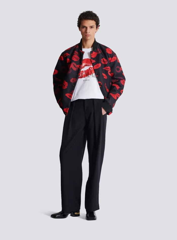 Balmain Relaxed Tshirt With Kiss Print White Men TShirts
