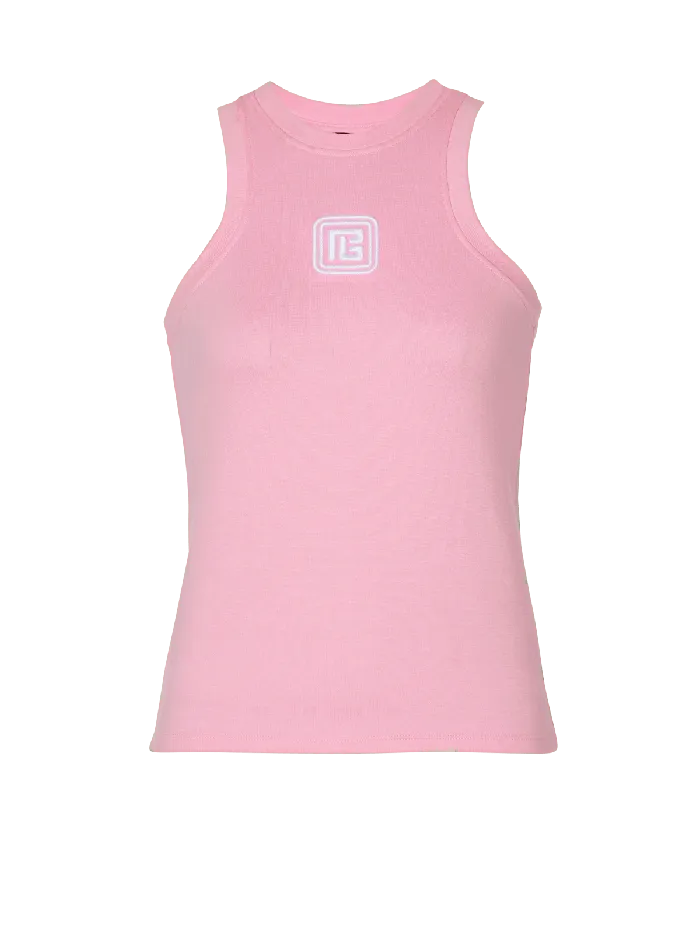 Balmain Retro PB Tank Top Pink Women TShirts