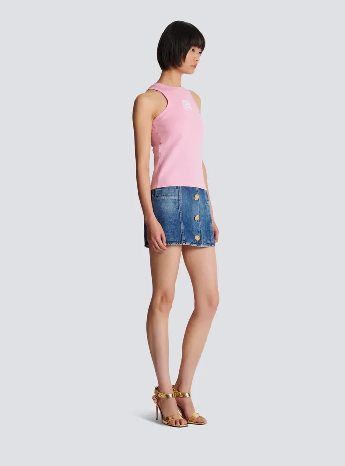 Balmain Retro PB Tank Top Pink Women TShirts