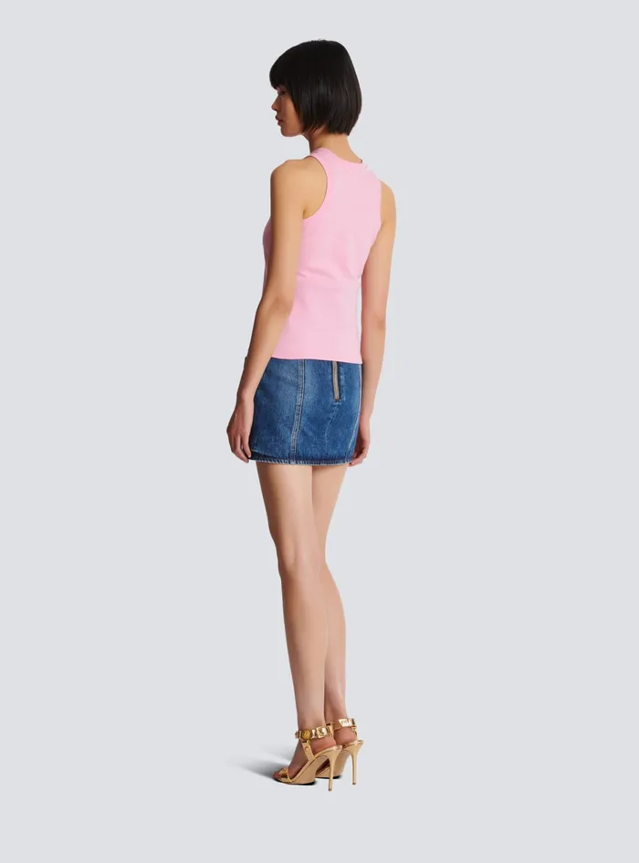 Balmain Retro PB Tank Top Pink Women TShirts