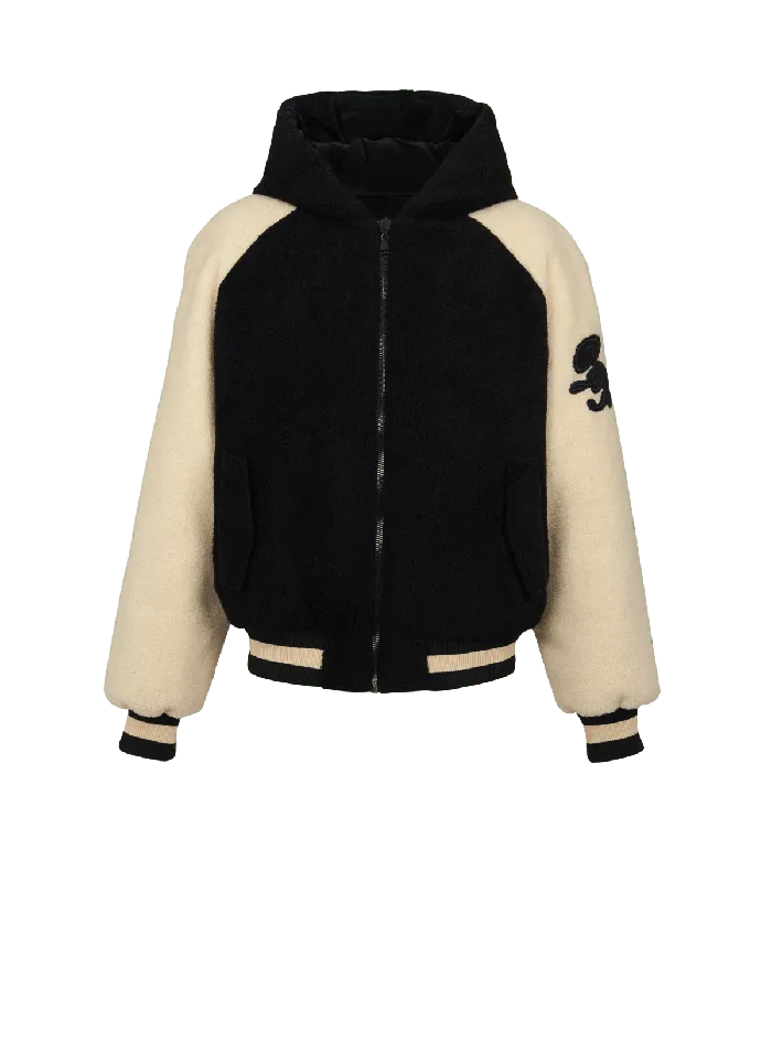 Balmain Reversible Varsitystyle Puffer Jacket With Hood Black Men Outerwear