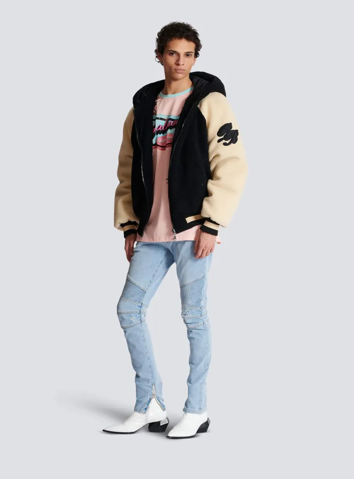 Balmain Reversible Varsitystyle Puffer Jacket With Hood Black Men Outerwear