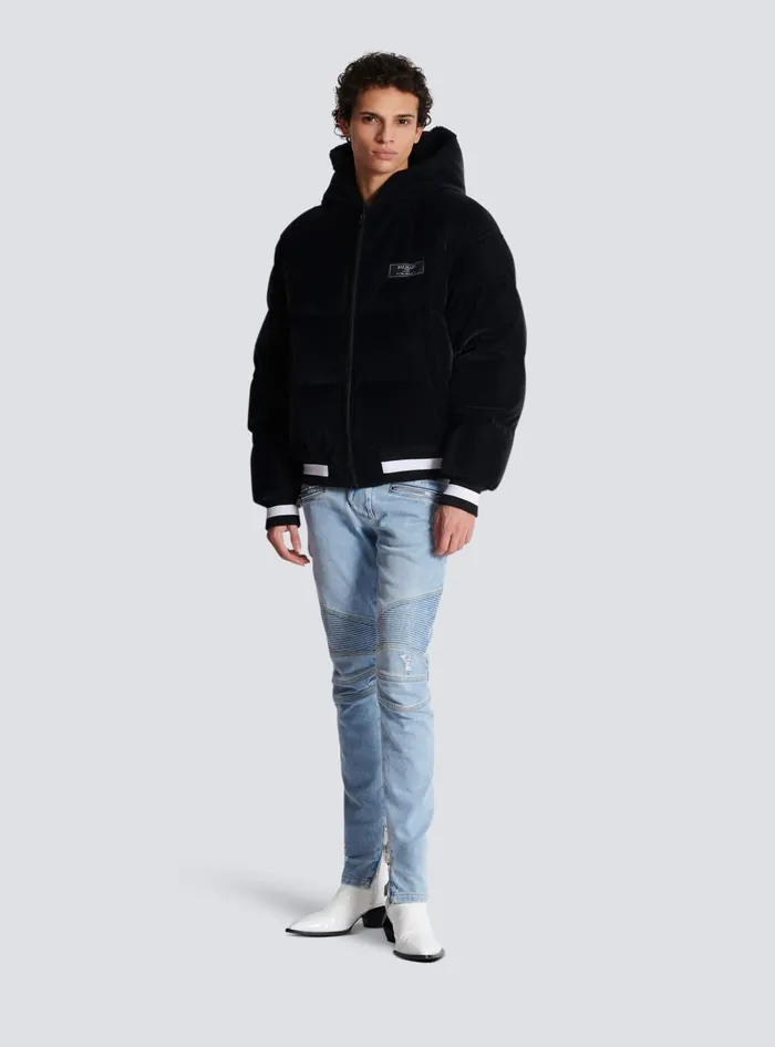 Balmain Reversible Varsitystyle Puffer Jacket With Hood Black Men Outerwear