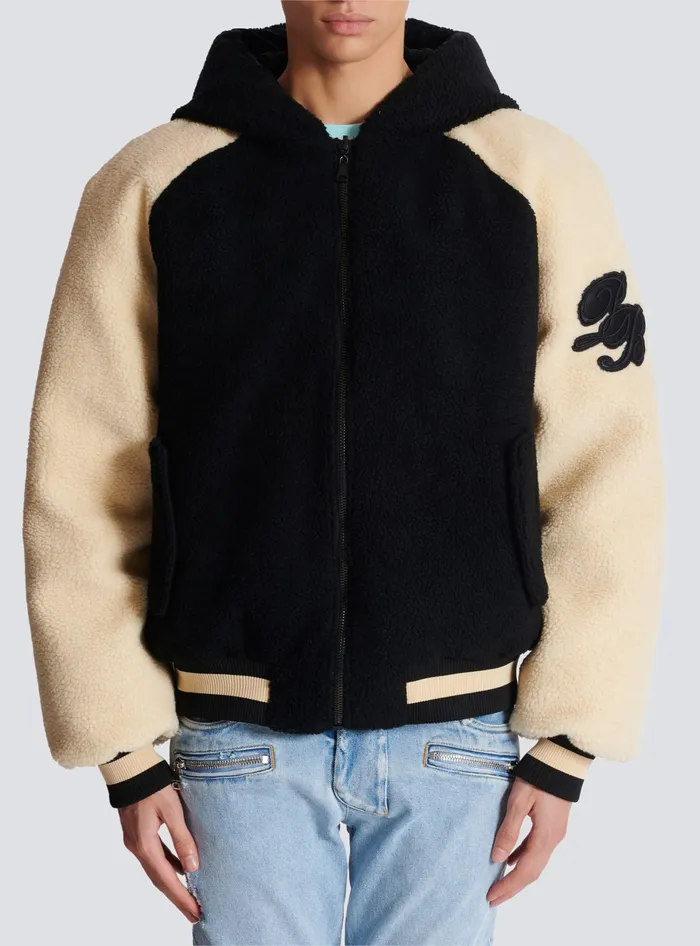 Balmain Reversible Varsitystyle Puffer Jacket With Hood Black Men Outerwear