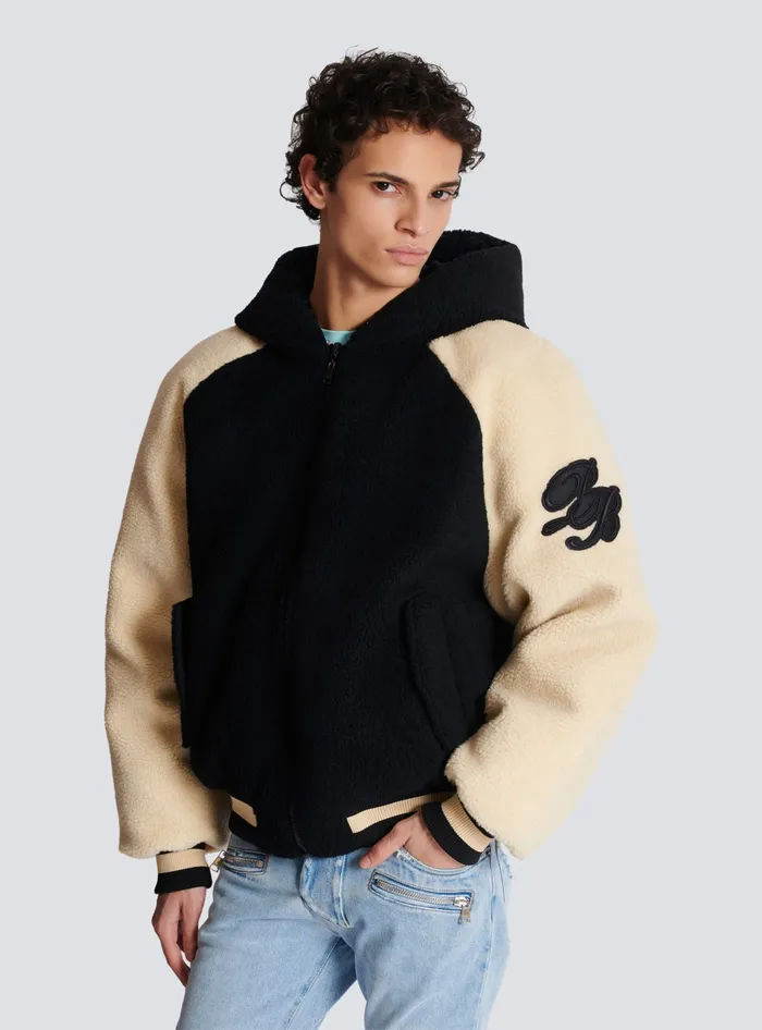 Balmain Reversible Varsitystyle Puffer Jacket With Hood Black Men Outerwear