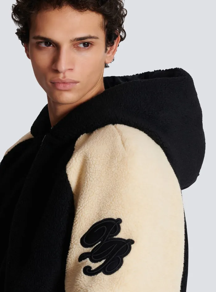 Balmain Reversible Varsitystyle Puffer Jacket With Hood Black Men Outerwear
