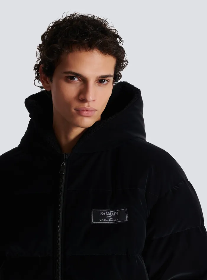 Balmain Reversible Varsitystyle Puffer Jacket With Hood Black Men Outerwear
