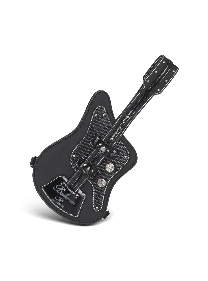 Balmain Rubber Guitar Clutch Bag Black Men CrossBody Bags