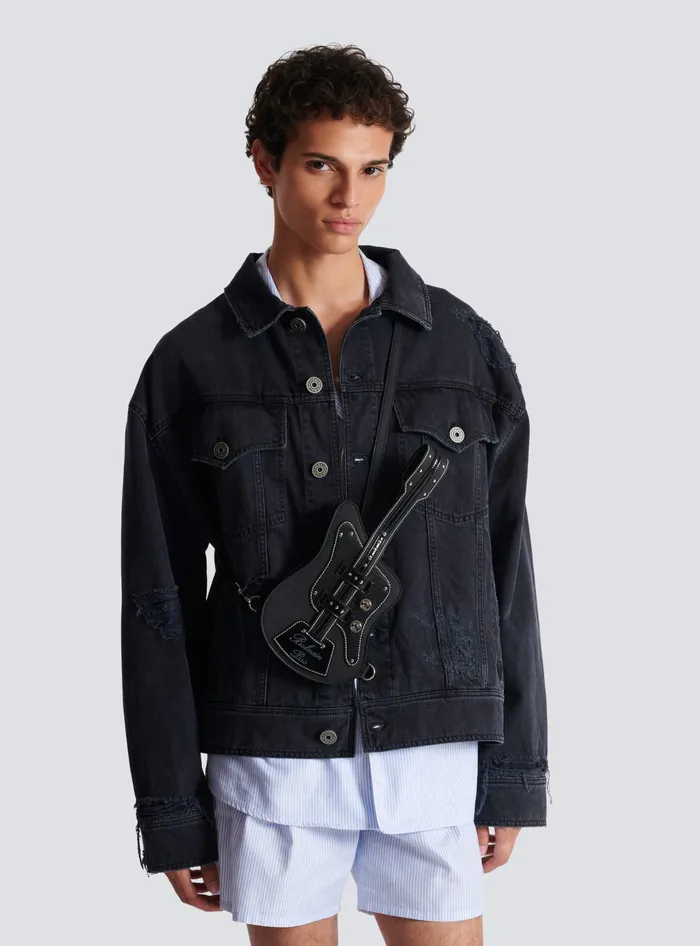 Balmain Rubber Guitar Clutch Bag Black Men CrossBody Bags