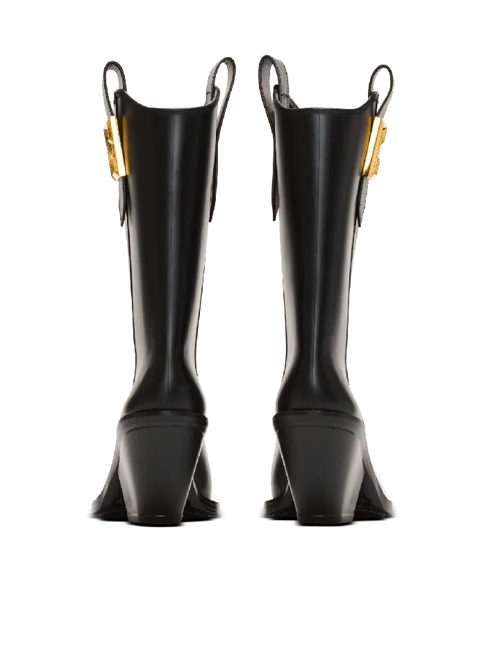 Balmain Rubber Tess PB Cowboy Boots Black Women Boots