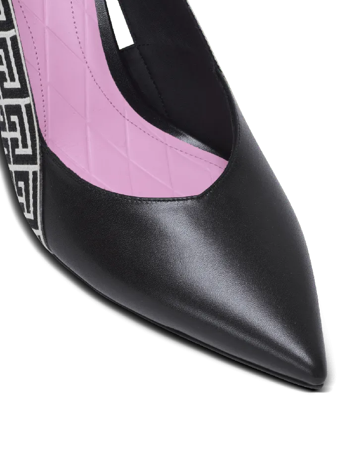 Balmain Ruby Slingbacks In Calfskin And Monogrammed Black Women High Heels and Pumps