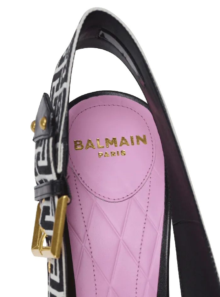 Balmain Ruby Slingbacks In Calfskin And Monogrammed Black Women High Heels and Pumps