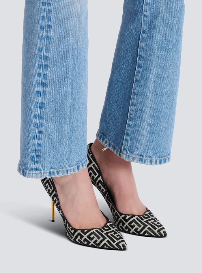 Balmain Ruby Stilettos With Jacquard Monogram Black Women High Heels and Pumps