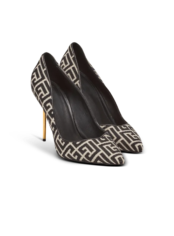Balmain Ruby Stilettos With Jacquard Monogram Black Women High Heels and Pumps