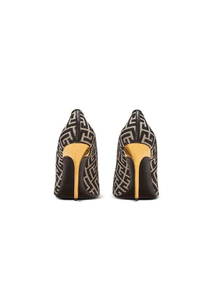 Balmain Ruby Stilettos With Jacquard Monogram Black Women High Heels and Pumps