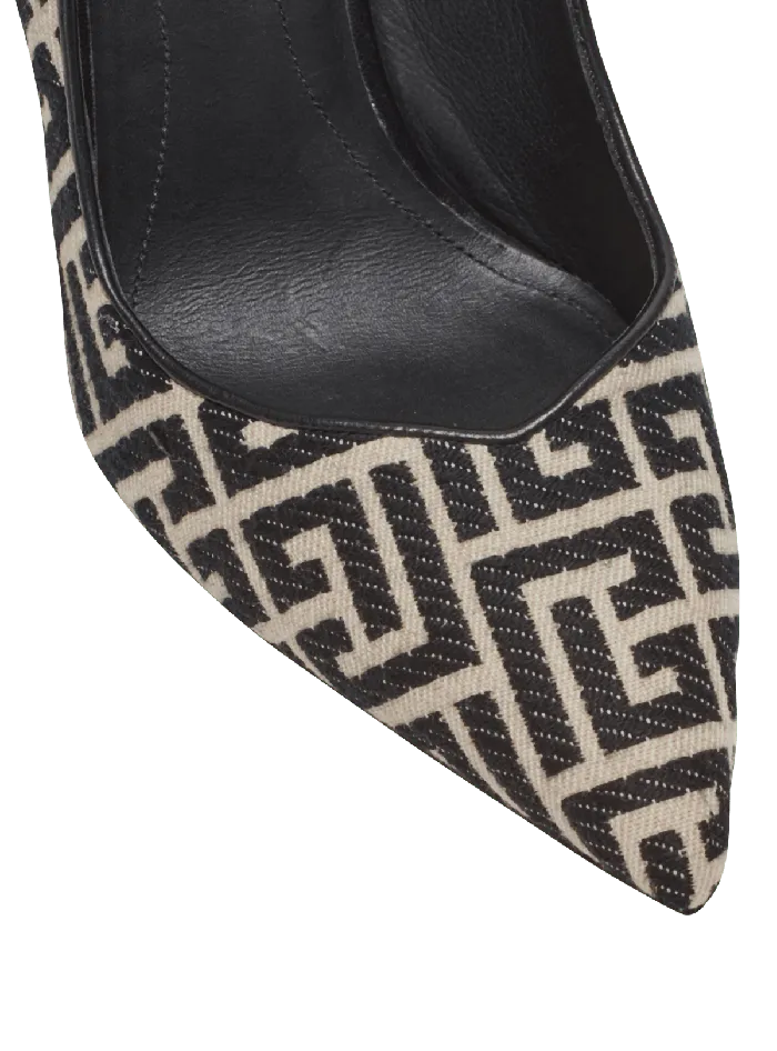 Balmain Ruby Stilettos With Jacquard Monogram Black Women High Heels and Pumps