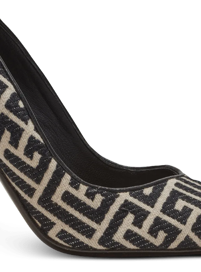Balmain Ruby Stilettos With Jacquard Monogram Black Women High Heels and Pumps