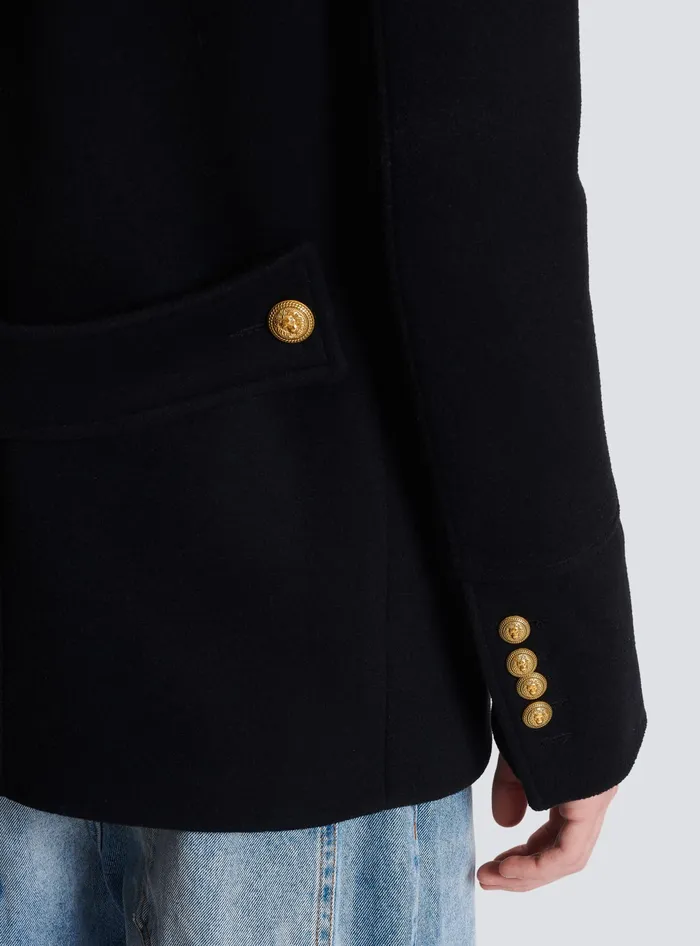 Balmain Short Militarystyle Coat Black Men Outerwear