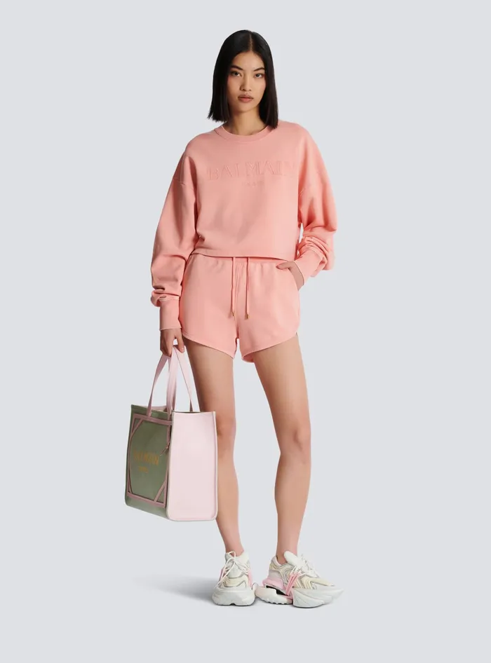 Balmain Shorts With Vintage Embroidery Pink Women Trousers And Shorts