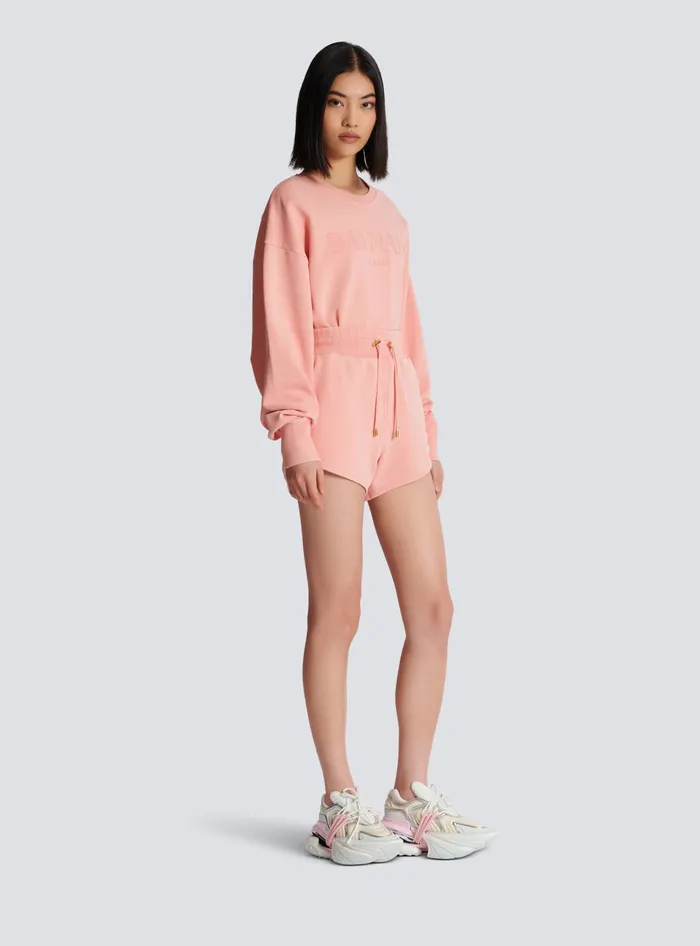 Balmain Shorts With Vintage Embroidery Pink Women Trousers And Shorts