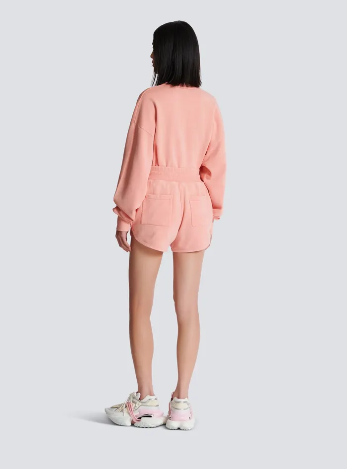 Balmain Shorts With Vintage Embroidery Pink Women Trousers And Shorts