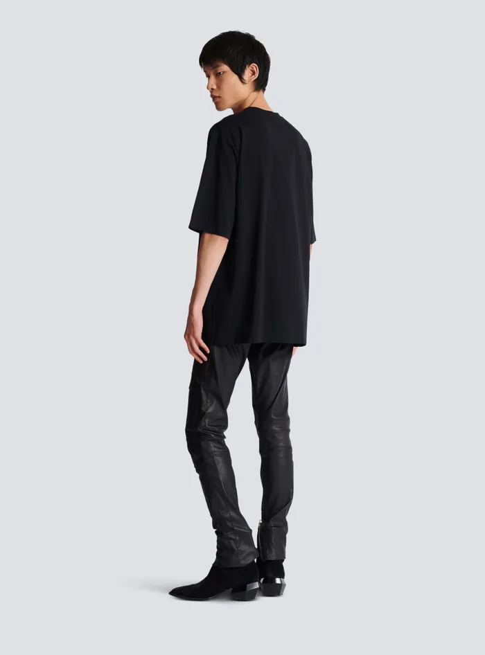 Balmain Signature Embroidered Tshirt Black Men TShirts