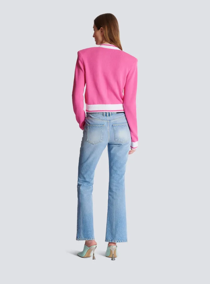 Balmain Signature Knit Cardigan Pink Women Knitwear