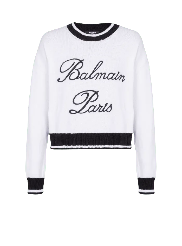 Balmain Signature Knit Jumper White Women Knitwear