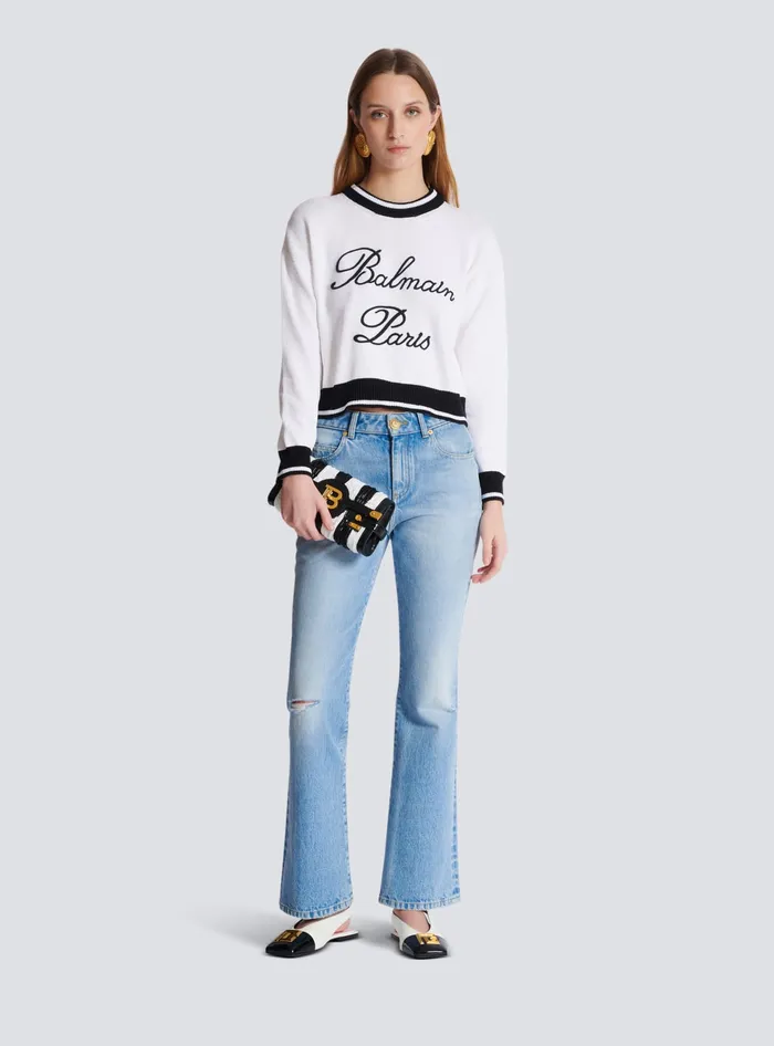 Balmain Signature Knit Jumper White Women Knitwear