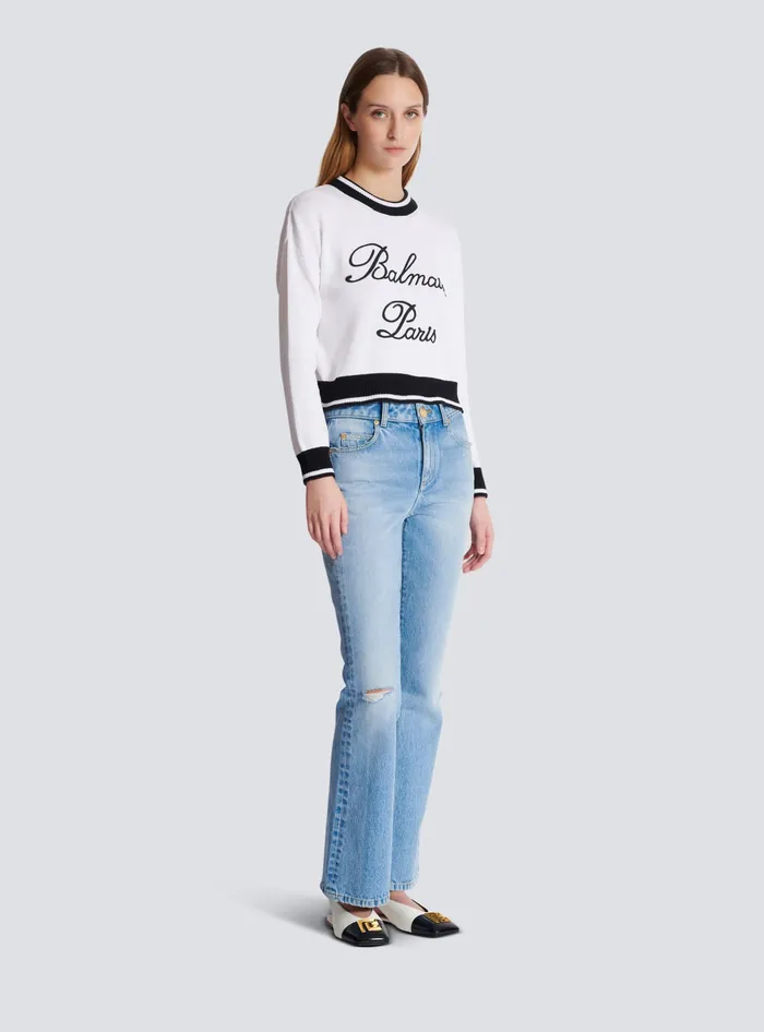 Balmain Signature Knit Jumper White Women Knitwear