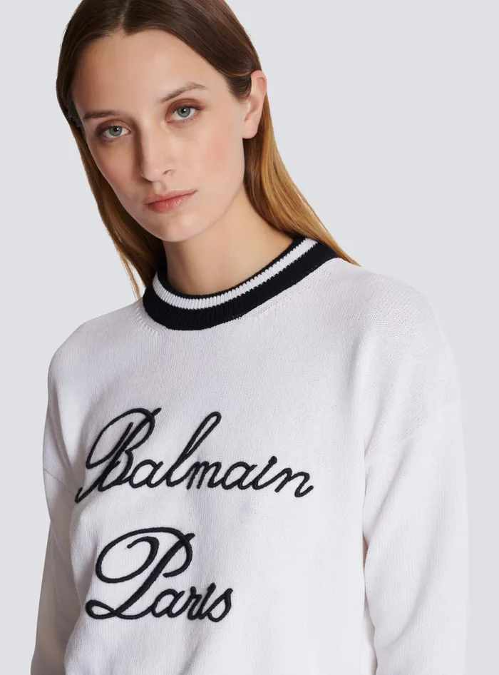 Balmain Signature Knit Jumper White Women Knitwear
