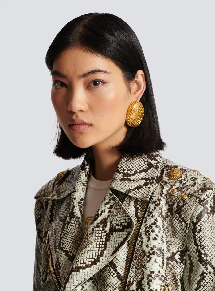 Balmain Signature Mesh Earrings Gold Women Fashion Jewelry