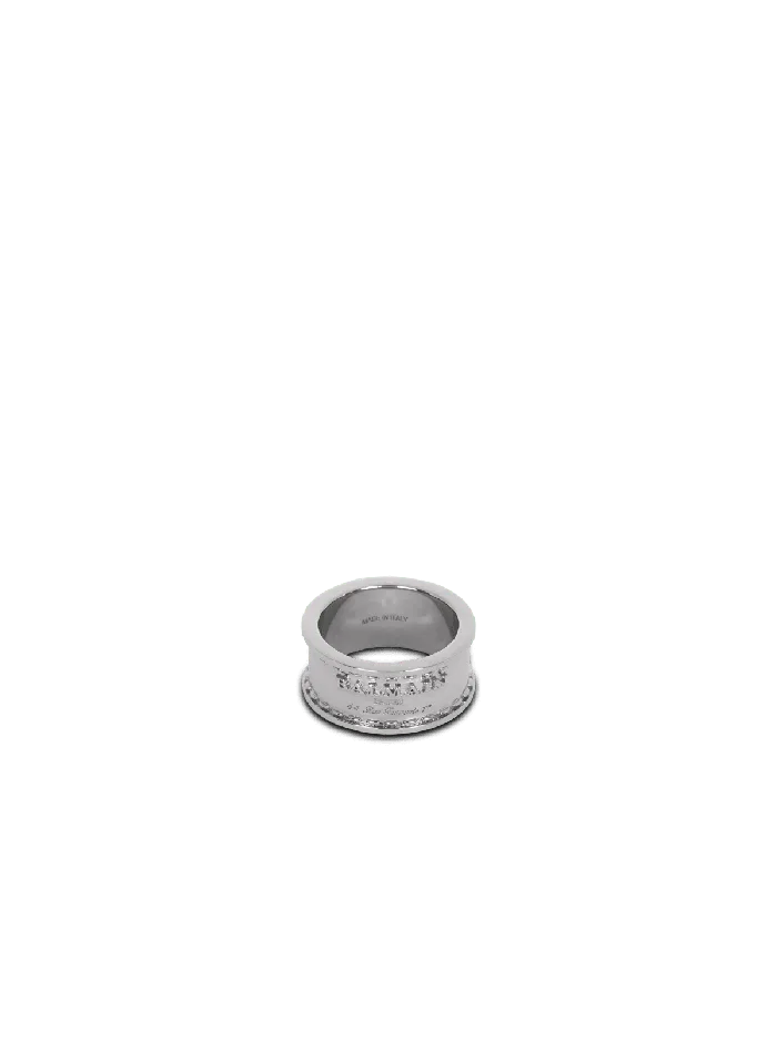 Balmain Signature Tubular Brass Ring Silver Men Fashion Jewelry