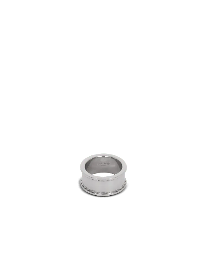 Balmain Signature Tubular Brass Ring Silver Men Fashion Jewelry
