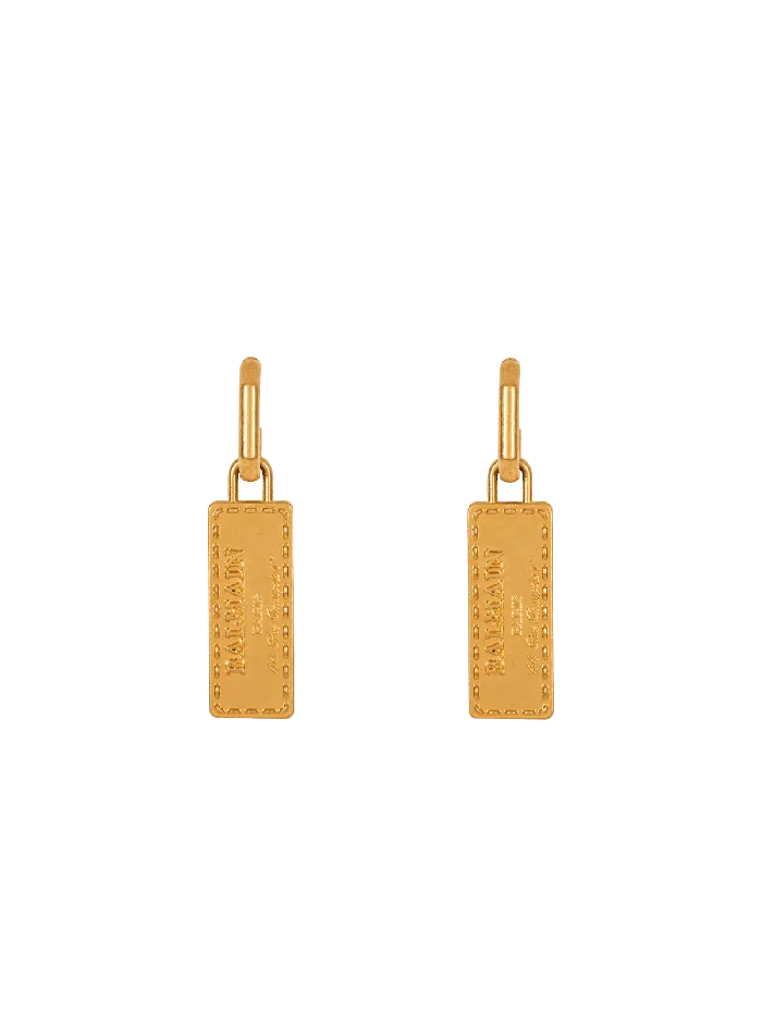 Balmain Signature Tubular Earrings Gold Women Fashion Jewelry