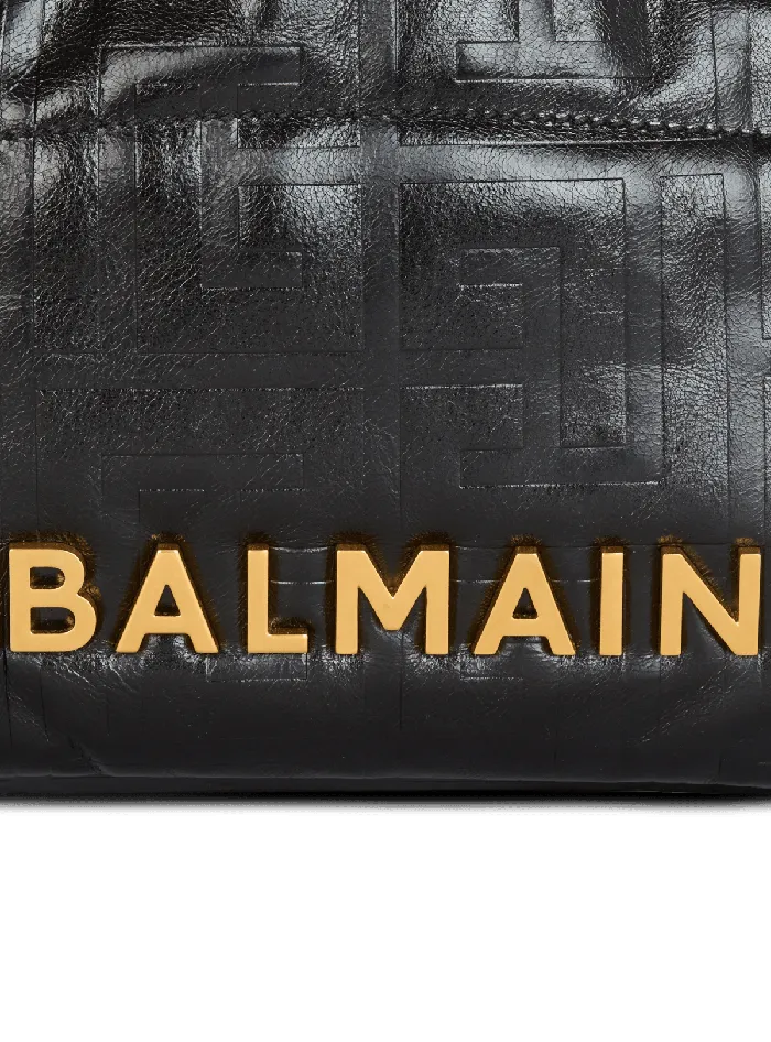 Balmain Small 1945 Soft Tote Bag In Crackled Calfskin Black Women Tote Bags