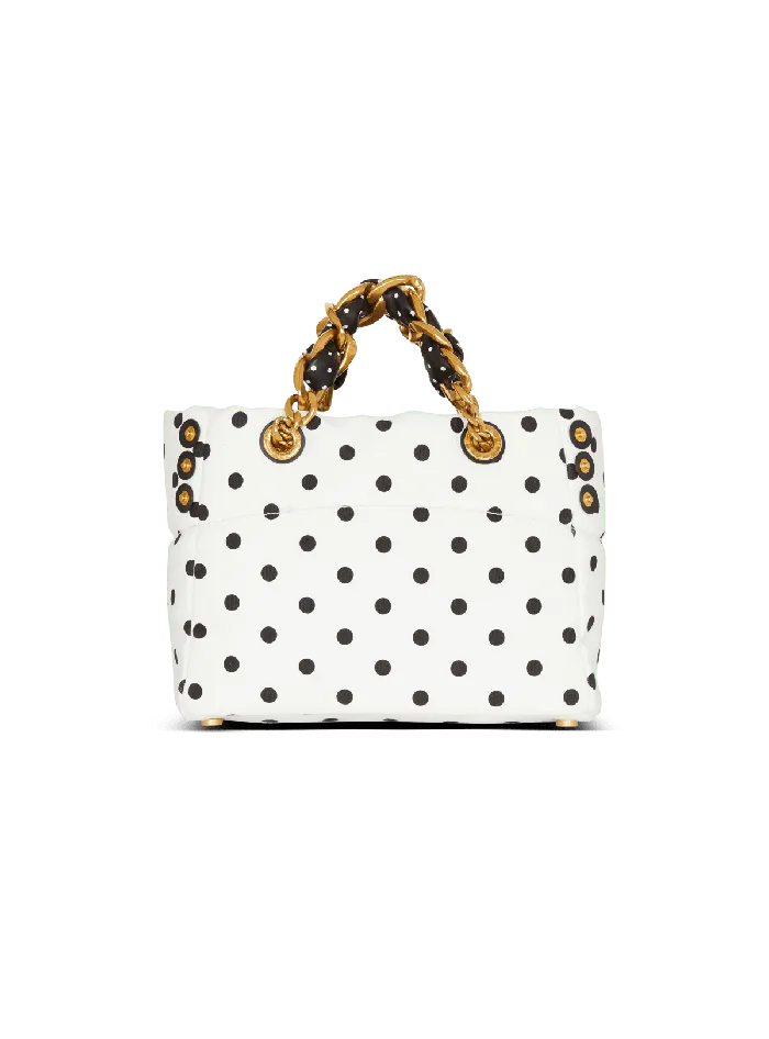 Balmain Small 1945 Soft Tote Bag In Polka Dot Canvas White Women Handbags