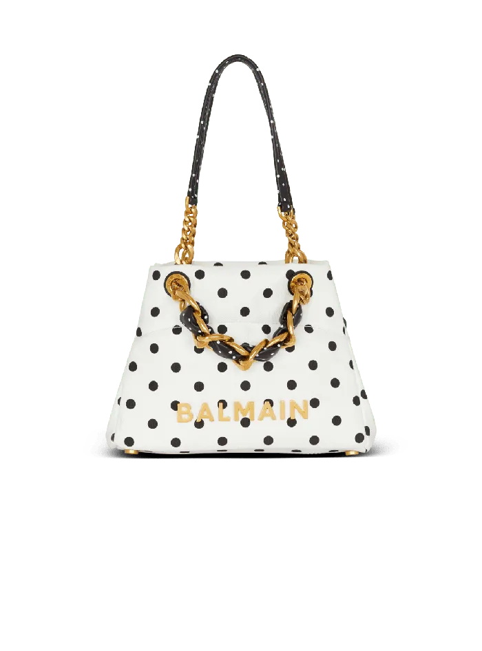 Balmain Small 1945 Soft Tote Bag In Polka Dot Canvas White Women Handbags