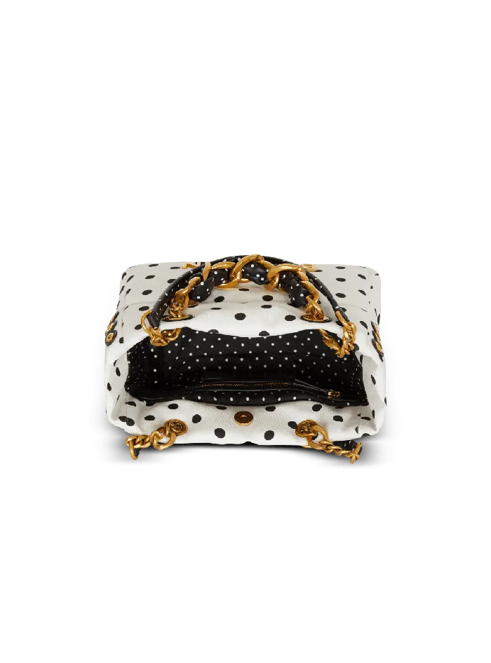 Balmain Small 1945 Soft Tote Bag In Polka Dot Canvas White Women Handbags
