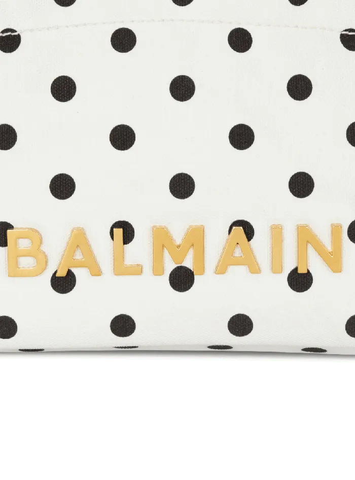 Balmain Small 1945 Soft Tote Bag In Polka Dot Canvas White Women Handbags