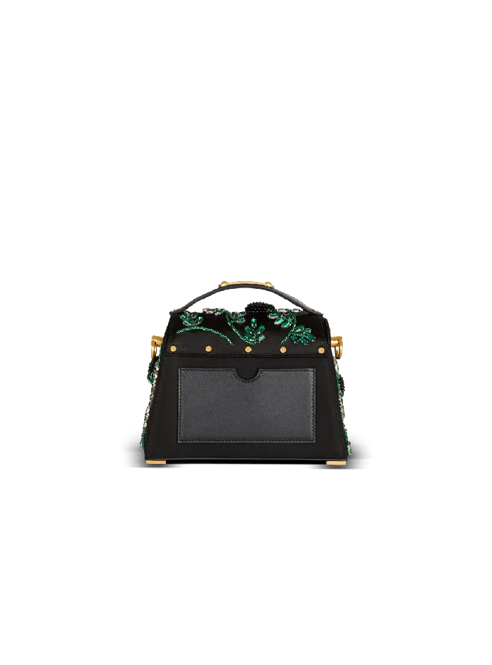 Balmain Small BBuzz Dynasty Bag In Blackberryembroidered Satin Black Women Handbags