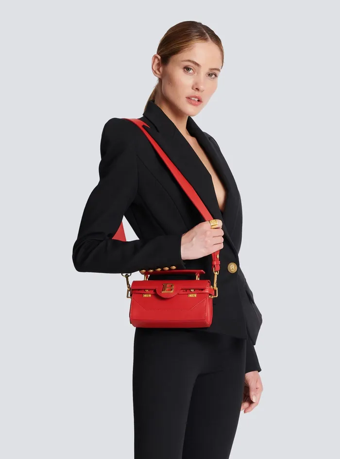 Balmain Smooth Leather BBuzz 19 Bag Red Women Handbags
