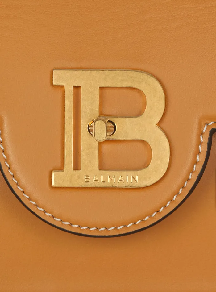 Balmain Smooth Leather BBuzz Shoulder 24 Bag Brown Women Handbags