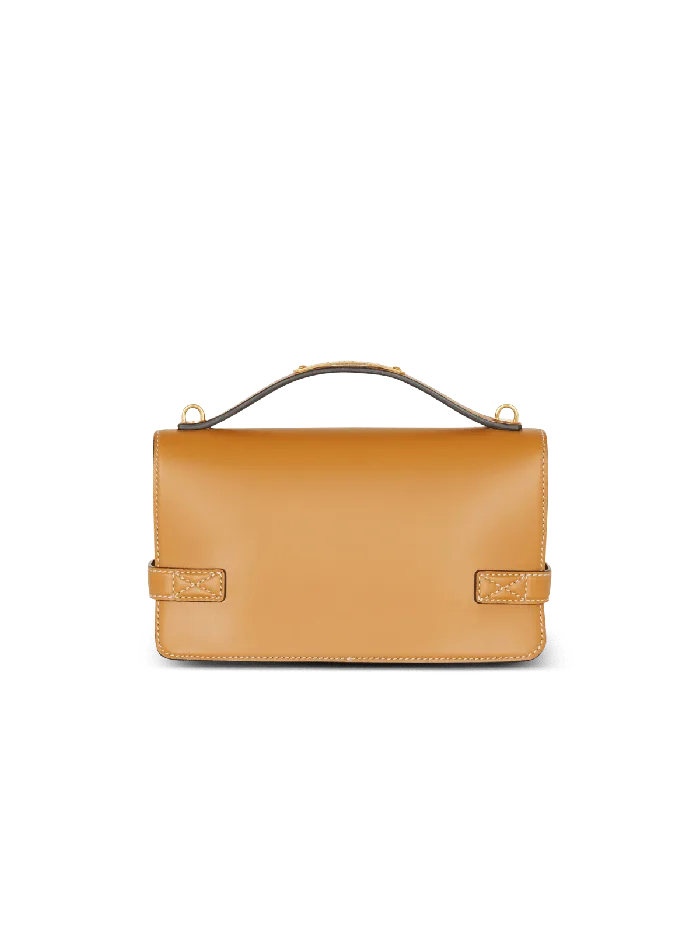 Balmain Smooth Leather BBuzz Shoulder 24 Bag Brown Women Handbags