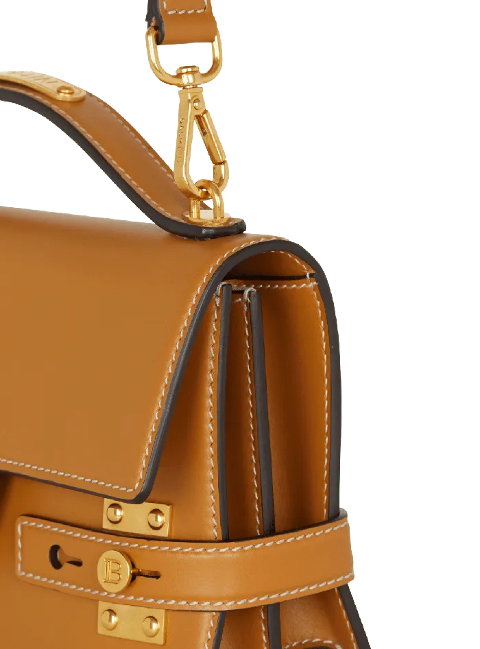 Balmain Smooth Leather BBuzz Shoulder 24 Bag Brown Women Handbags